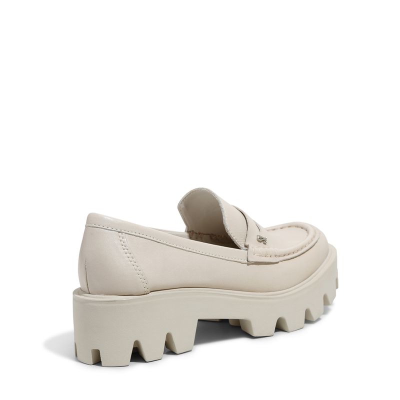 Sapato Mocassim Off White Couro Tratorado