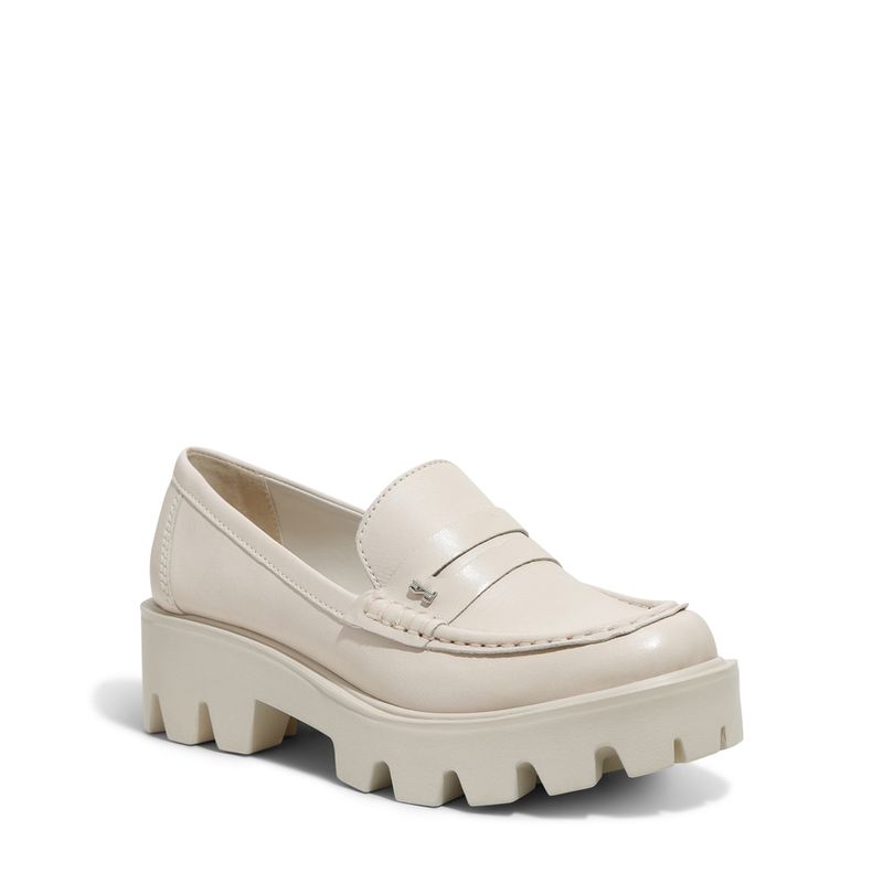 Sapato Mocassim Off White Couro Tratorado