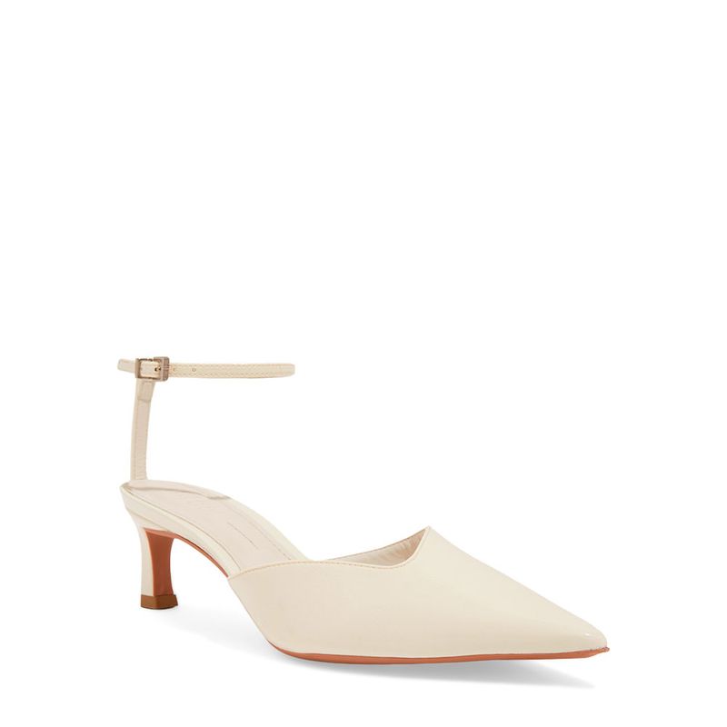 Scarpin Verniz Glossy Off White Bico Fino